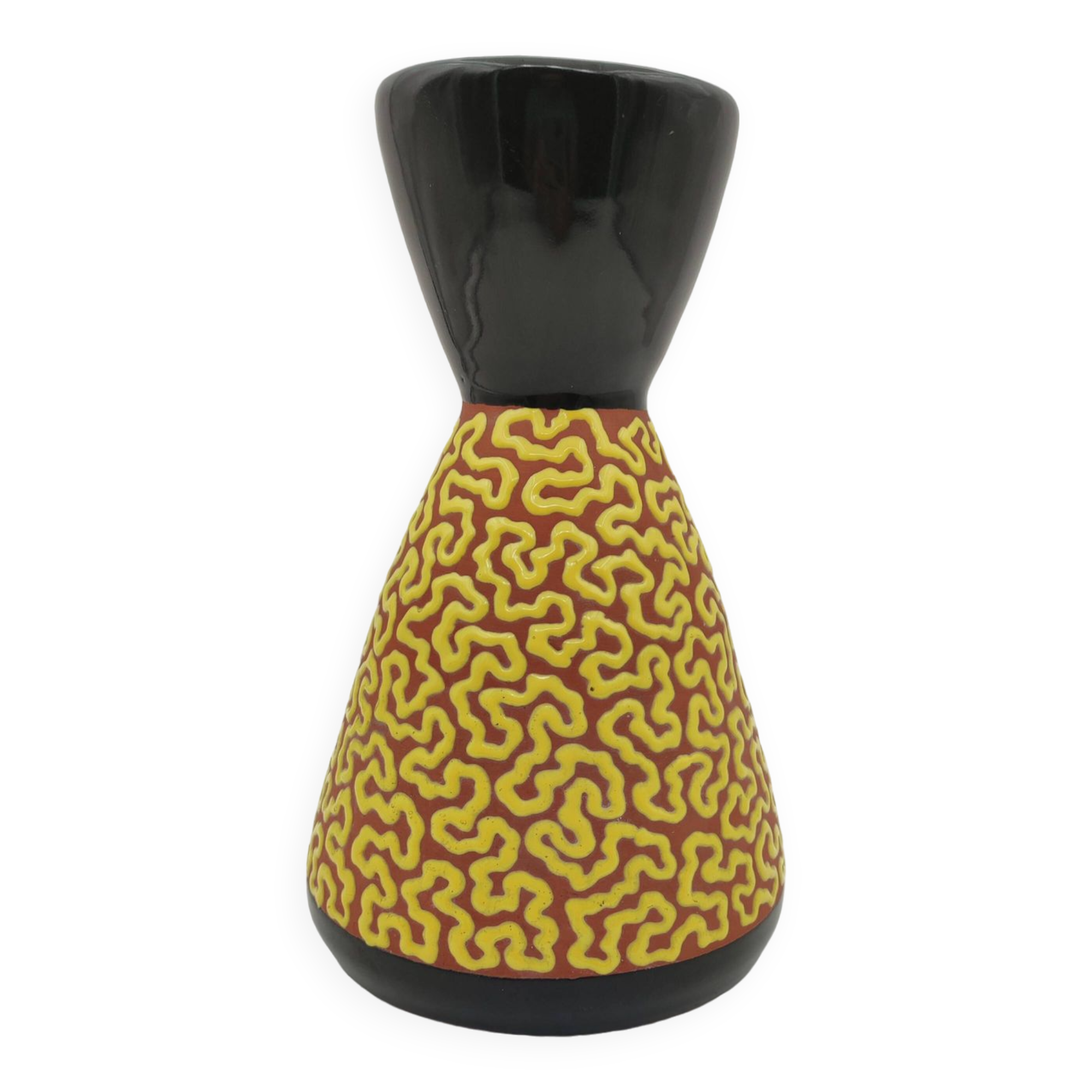 Ray Camart yellow and black ceramic vase