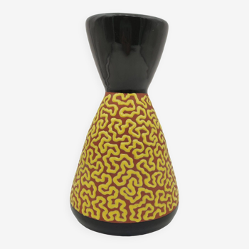 Ray Camart yellow and black ceramic vase