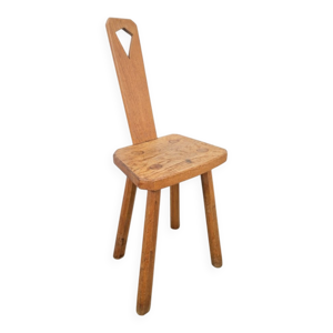 Tabouret en chêne brutaliste