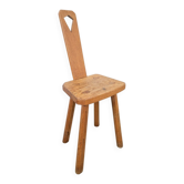 Dutch Brutalist Oak Plant Table or Stool, 1950s