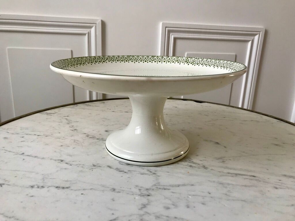 Compotier high iron earth st amand green early twentieth century