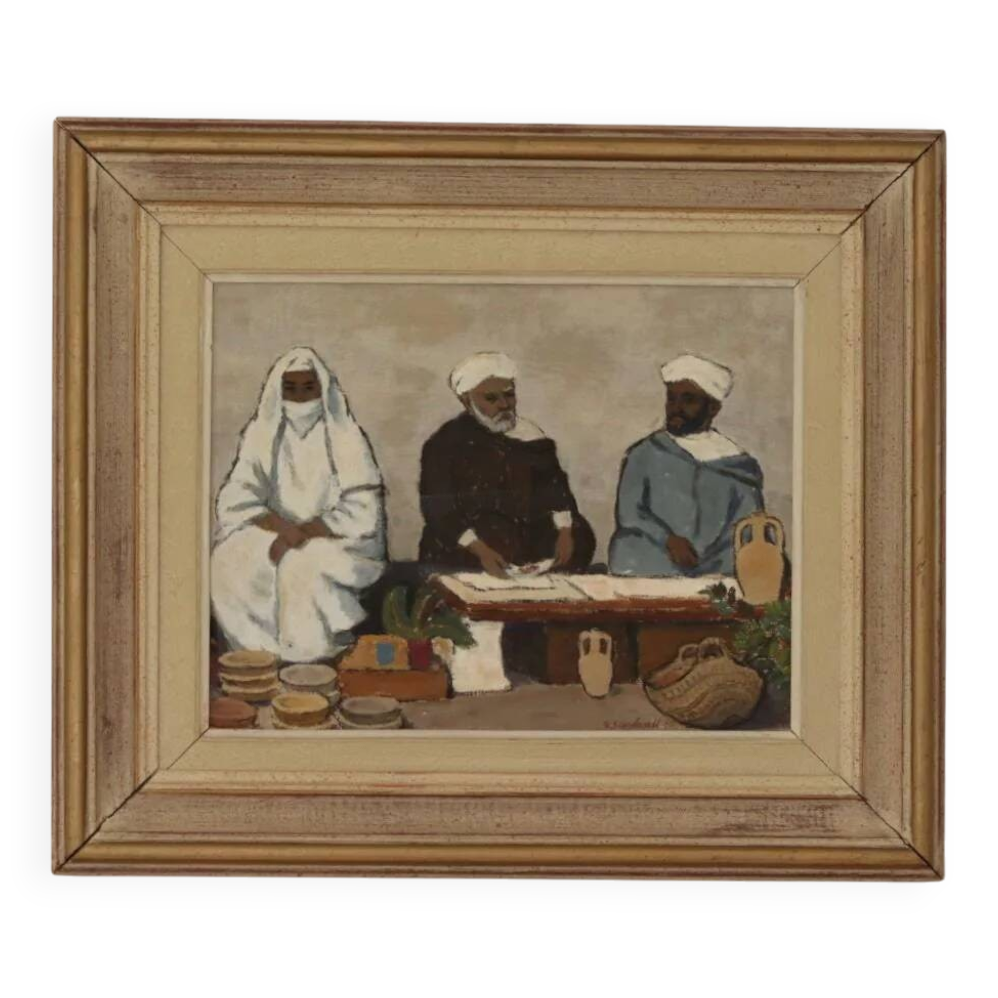 Oil on Swedish panel "Three Figures", Gösta Sundvall