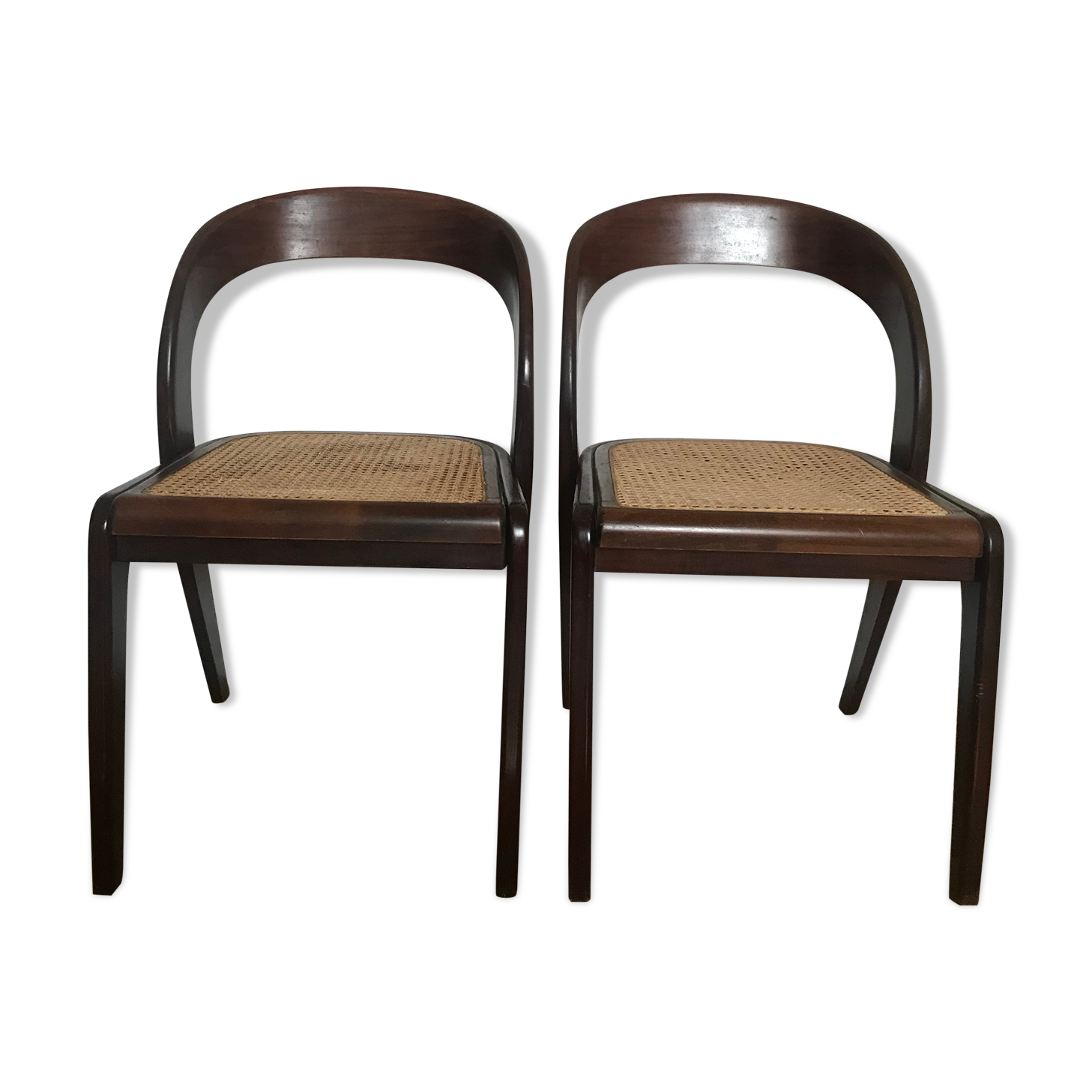 Pair of Baumann canne gondole chairs