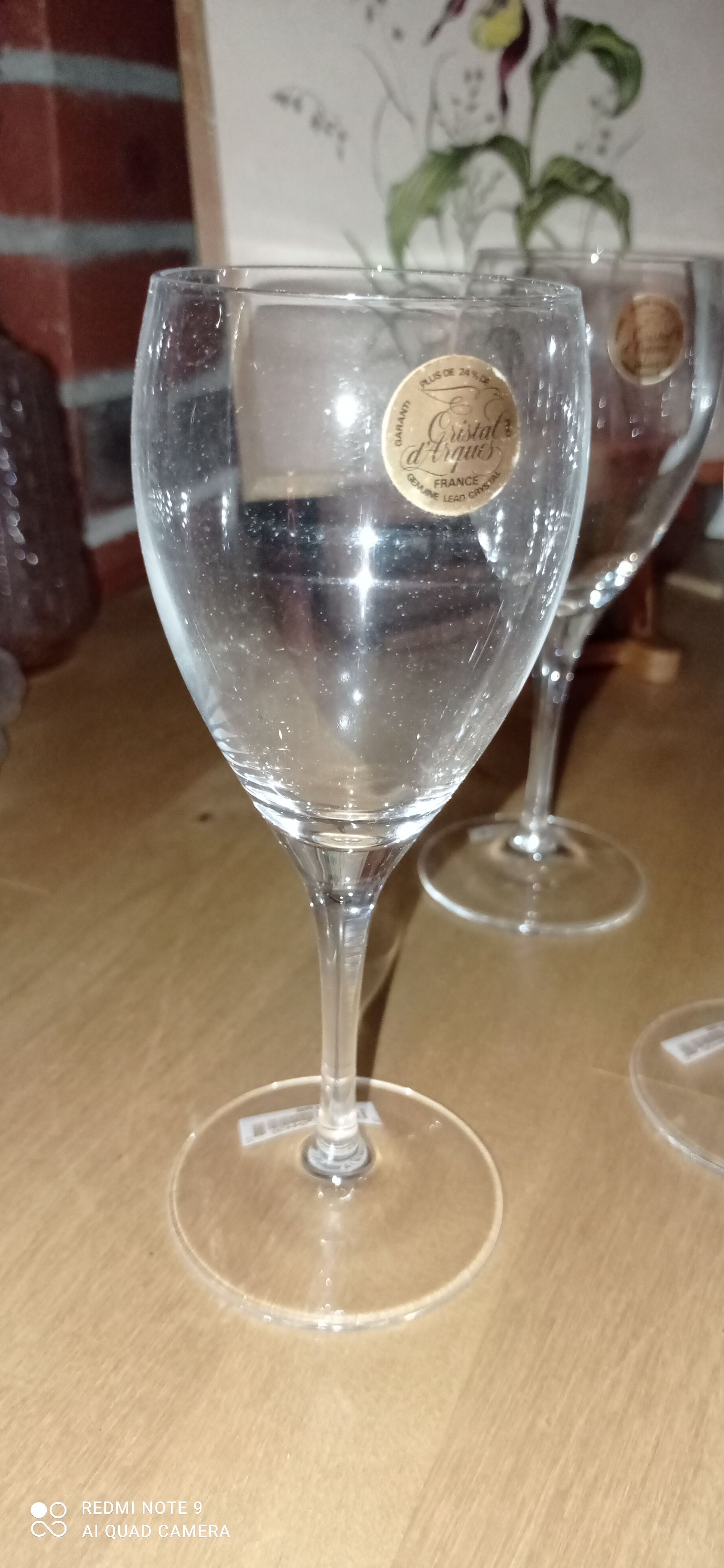 6 crystal wine glasses