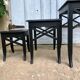 Set de 3 tables gigognes en verre et bois noir