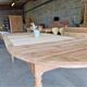 Oval solid cherry wood table with drop leaves + 2 extensions