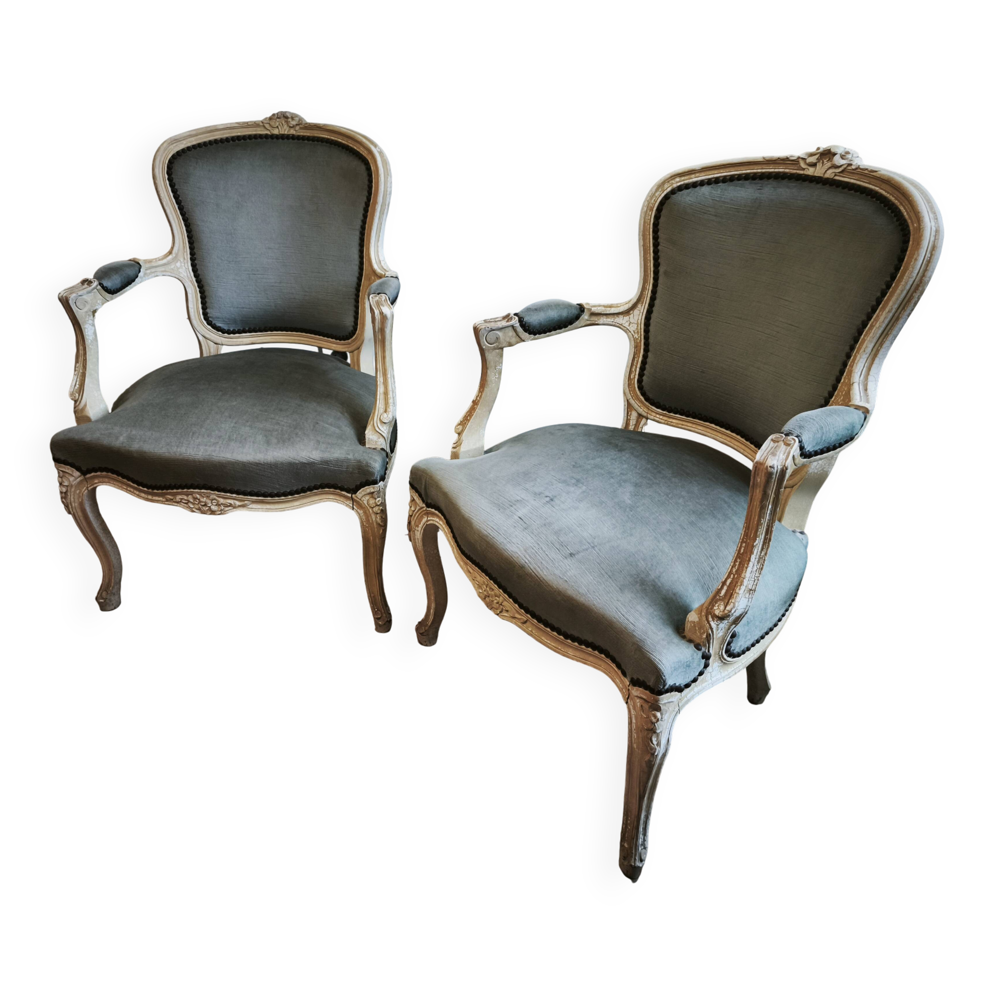 paire fauteuils style louis xv