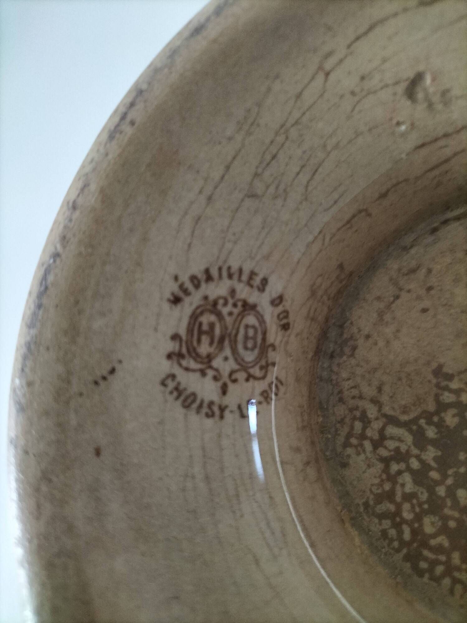 HB vegetable dish Choisy le Roi late 19th century ultra patinated