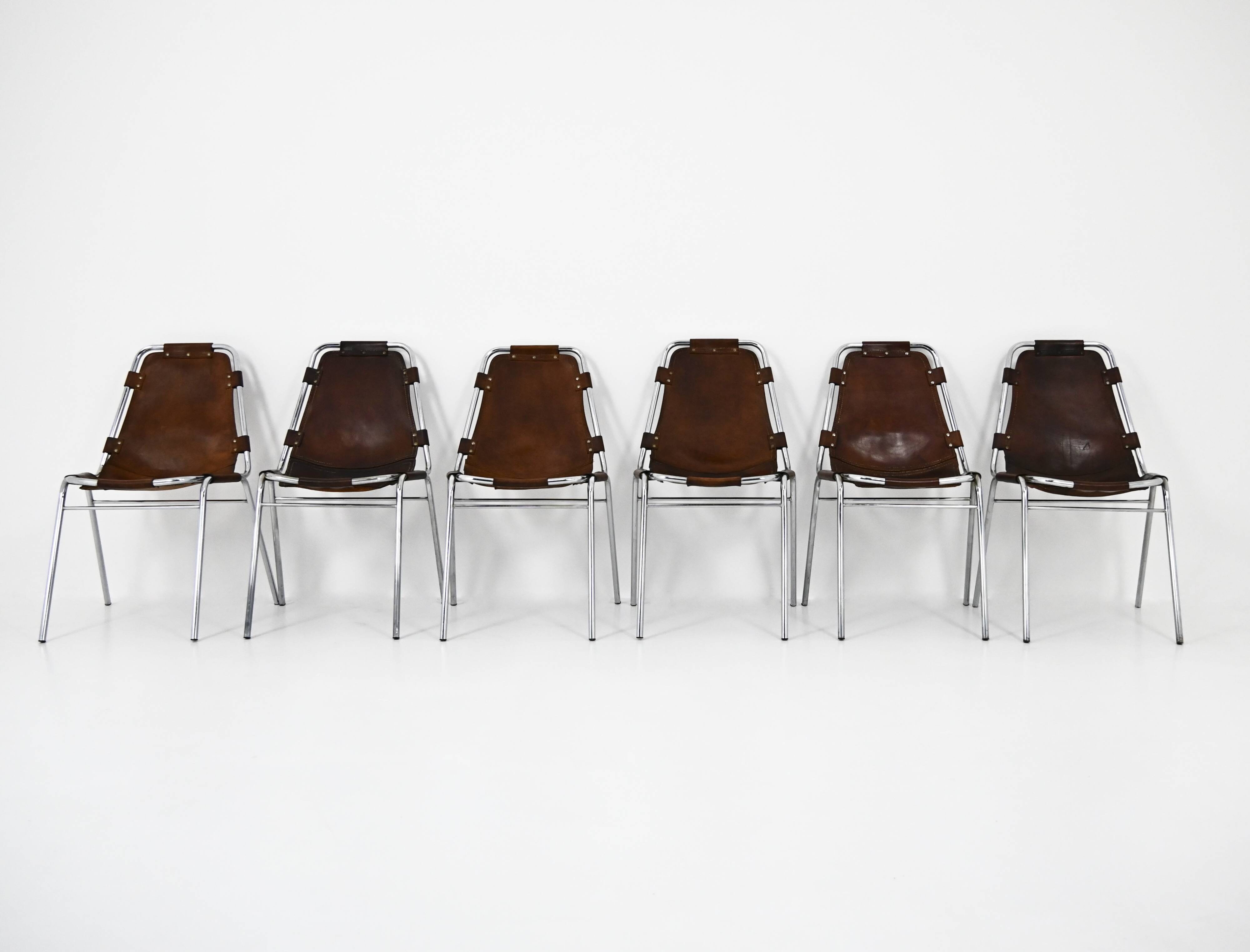 Set of 6 "Les Arcs" Chairs by Charlotte Perriand, 1960s
