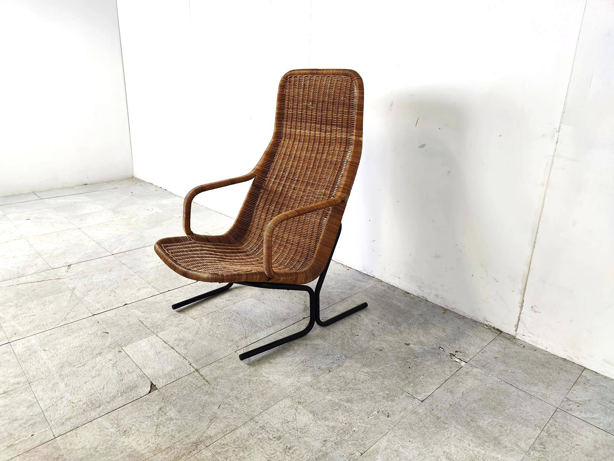 Mid-Century Wicker lounge chair by Dirk Van Sliedrecht, 1960's, Netherlands