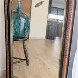 Louis-Philippe style mirror in black and gold flame wood - 96 x 66 cm