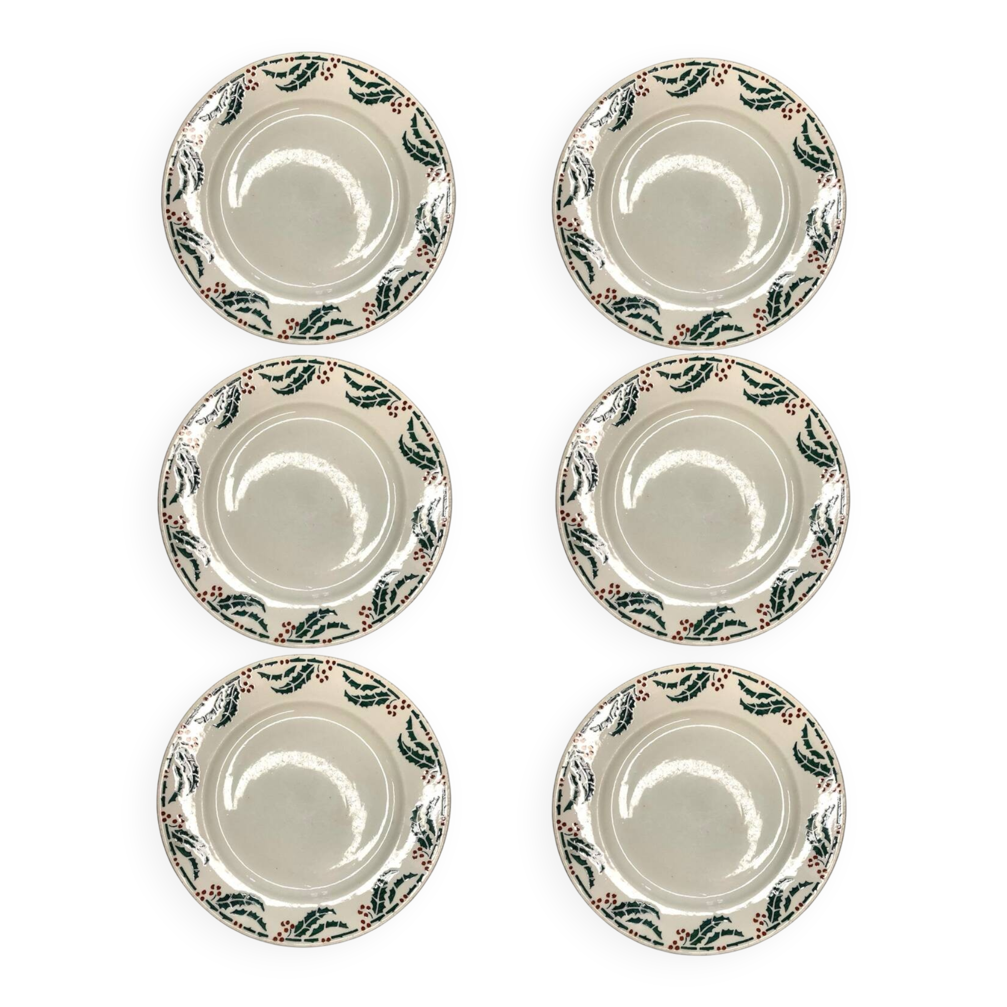 Set of 6 flat plates Sarguemines & Digoin – Holly model