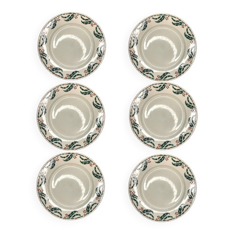 Set of 6 flat plates Sarguemines & Digoin – Holly model