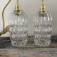 Set of two vintage electric chiseled glass walking lamps