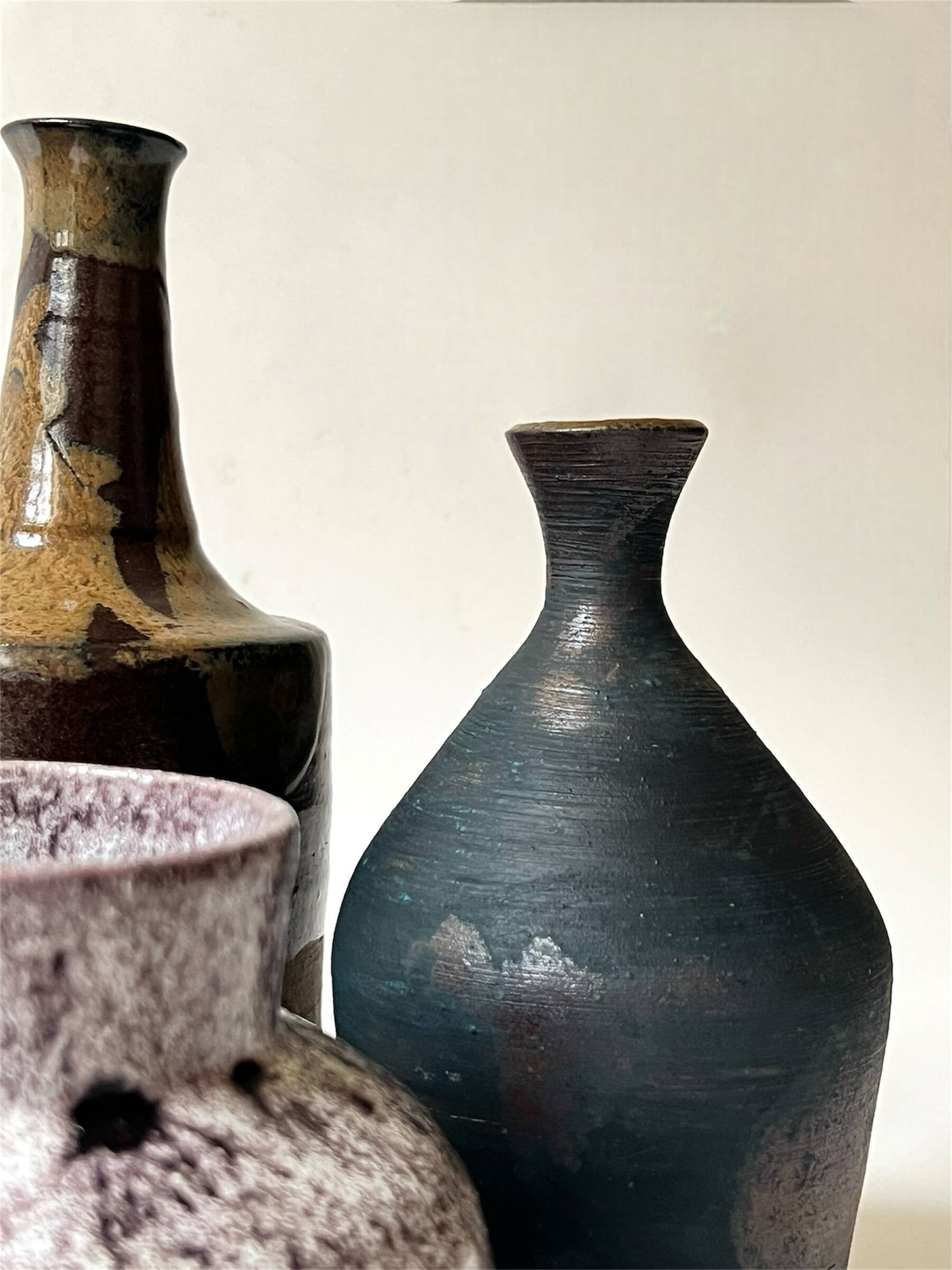 Handcrafted and signed stoneware vase, ceramic, circa 1970