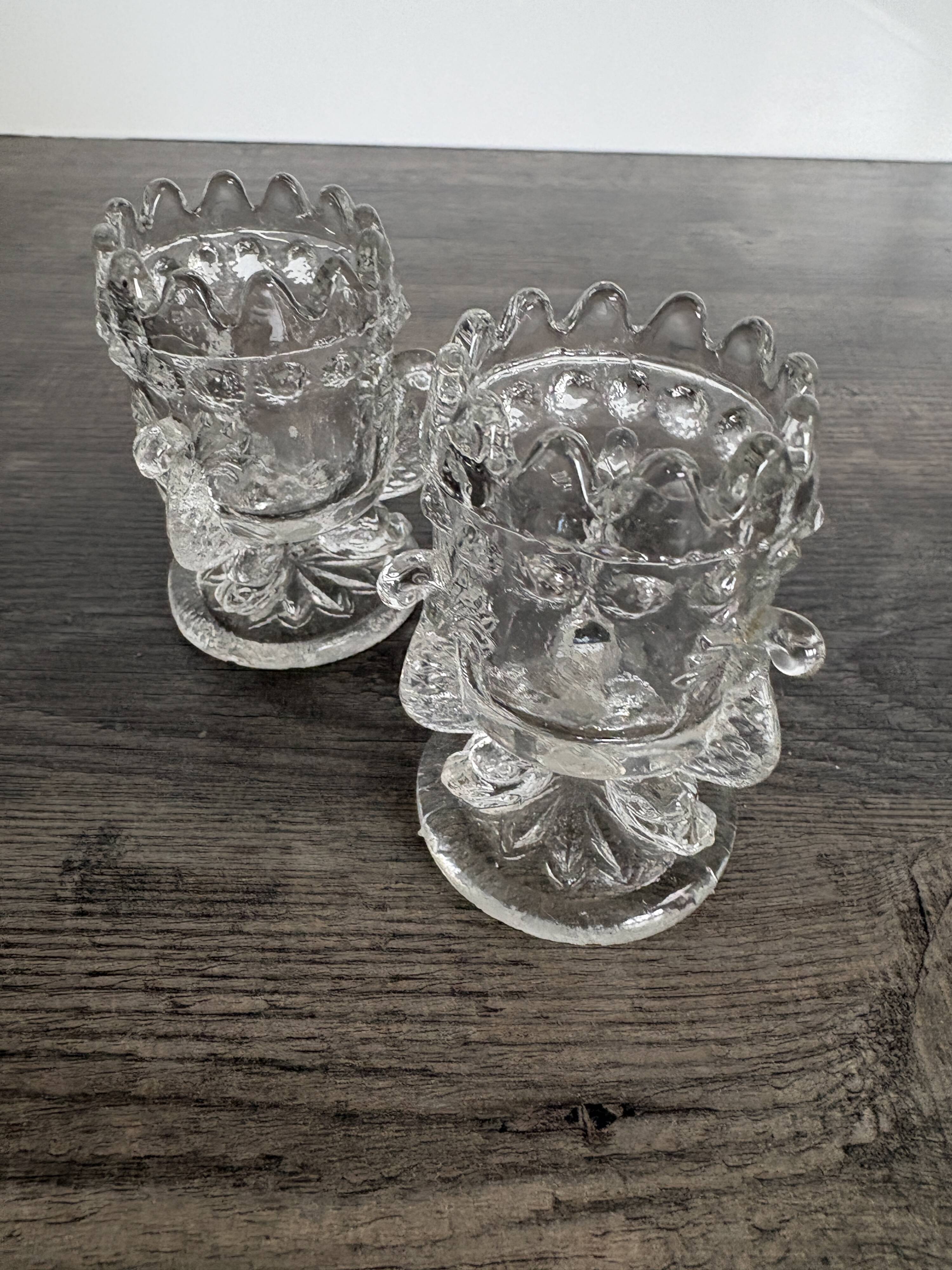 Pair of antique moulded glass egg cups