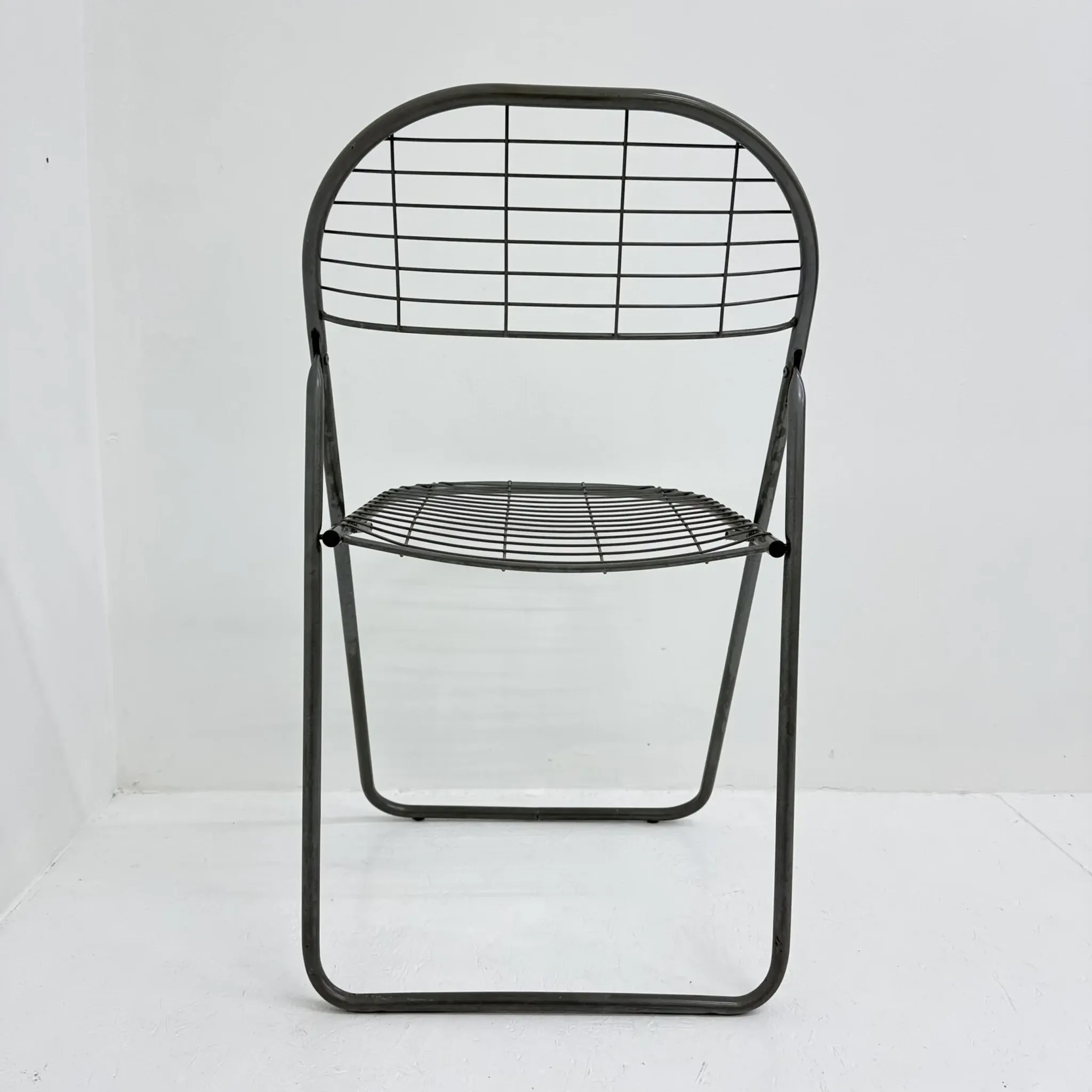 Niels Gammelgaard for Ikea grey wire metal folding chair, 1970s