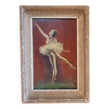 Vintage painting signed from the 1930s-1940s Ballerina