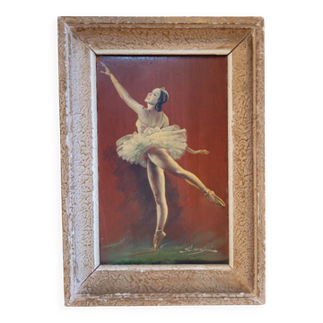 Vintage painting signed from the 1930s-1940s Ballerina
