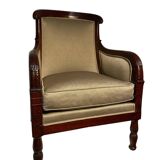 Mahogany bergère chair, stamped, Empire period