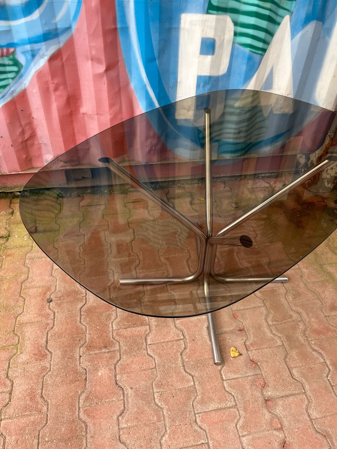 Vintage smoked glass table