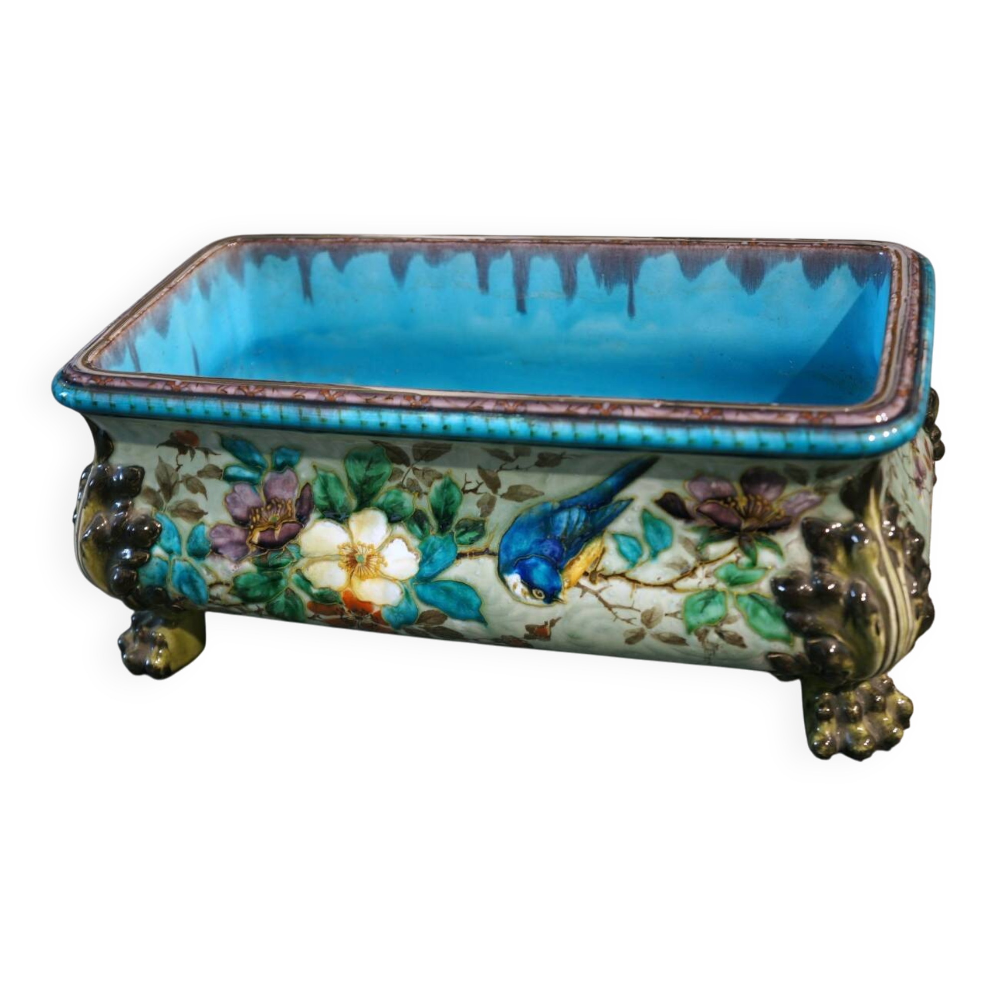Théodore Deck 19th century glazed earthenware planter