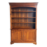 Solid cherry wood library with sliding writing desk - 20th century