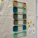 Set of 6 colored glass knife holders
