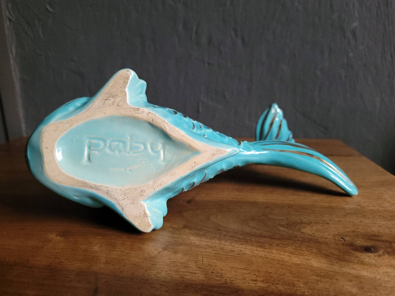 Fish Turquoise Vase 1950 Paby