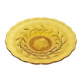 Art Deco Fruit Bowl Amber Pressed Glass Fait en Belgique