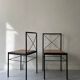 Set of 2 Italian chairs in black metal/cognac leather Arrben, Italy 1970.