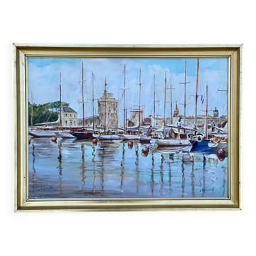 Painting signed LAURENS, the port of La Rochelle