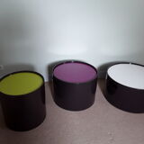 Set of 3 wooden pull-out coffee tables in dark brown lacquered finish