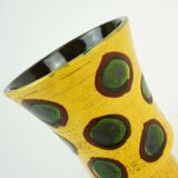 colorful hand-painted strehla gdr ceramic VASE yellow brown green polka dot