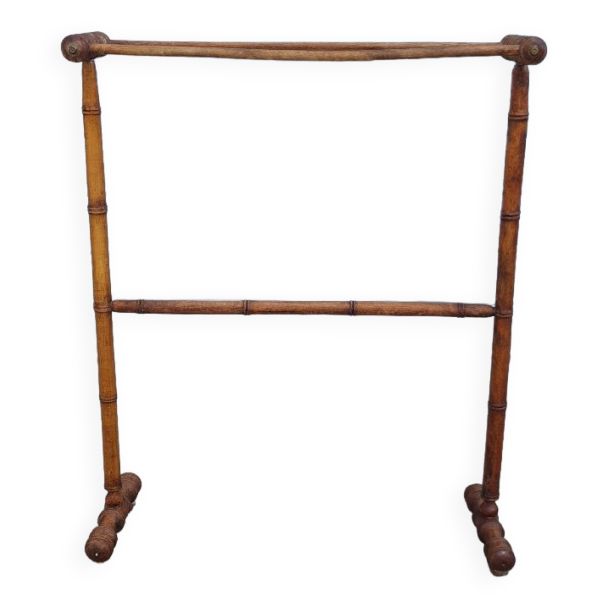 Turned wooden towel rack