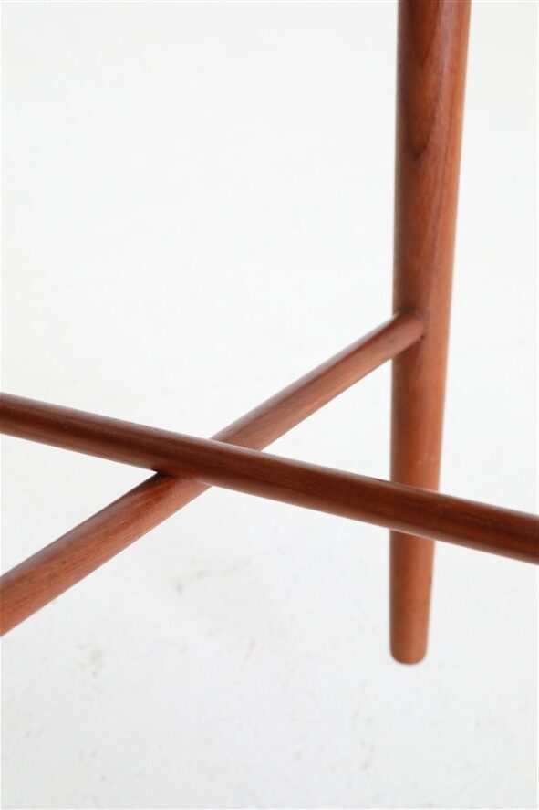 Set of 2 round mid-century teak side tables by Carlo Jensen for Poul Hundevad, 1960s, Danish modern design, foldable