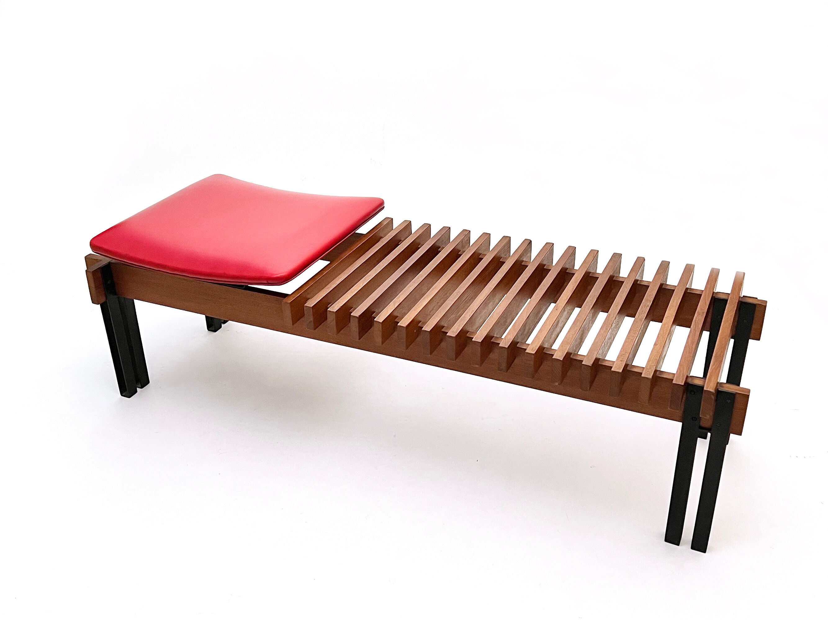 Teak bench designed by Inge and Luciano Rubino for APEC
