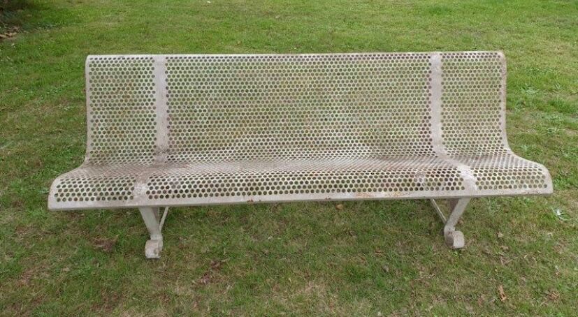 White metal garden or park bench