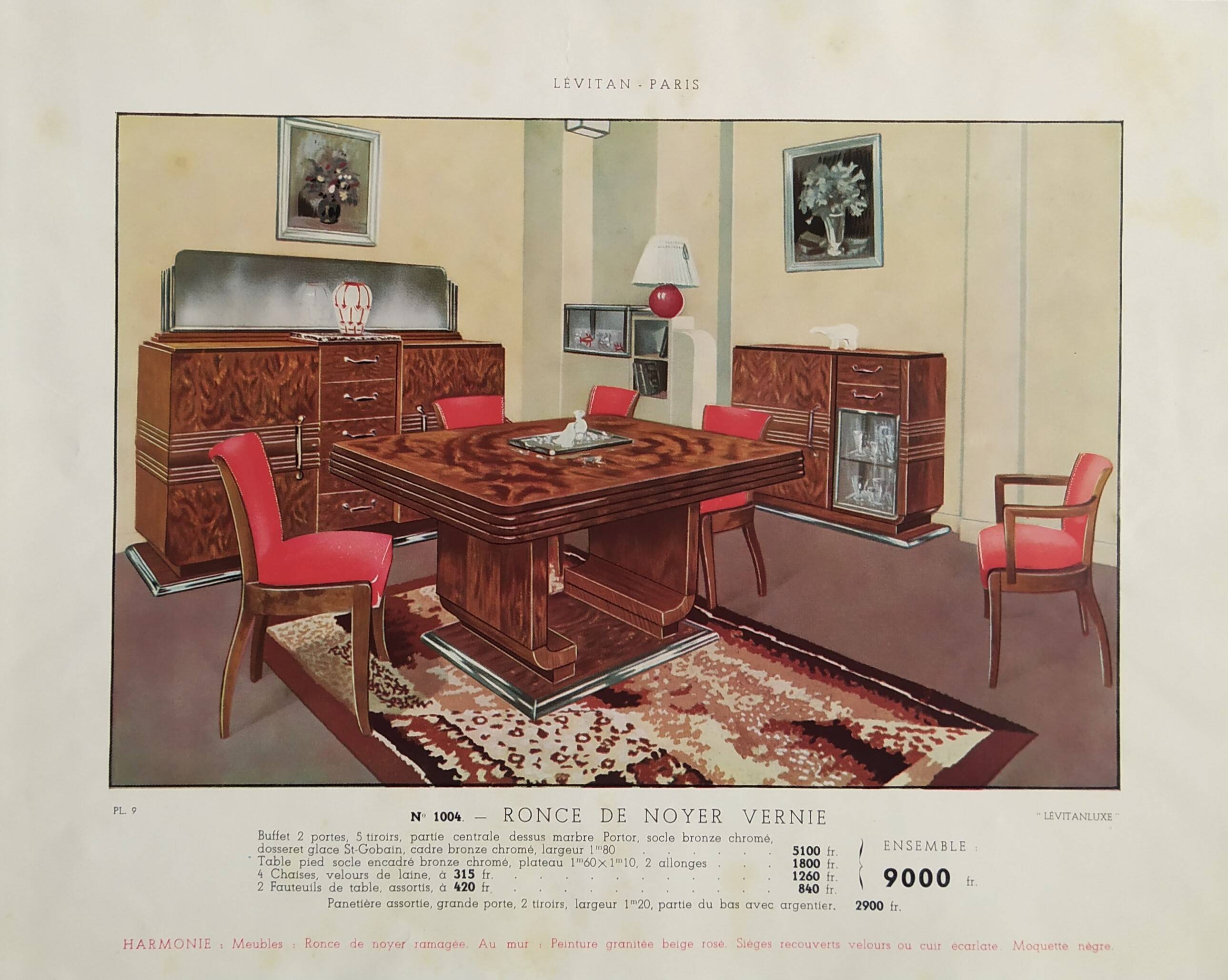 Planche publicitaire de mobilier 1940's "Salle à Manger"