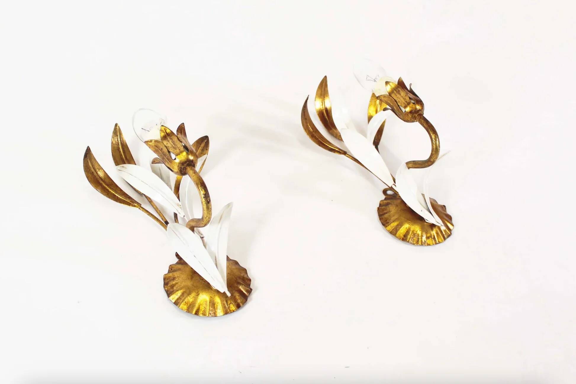 Pair of vintage gilt sheaf of wheat wall lights by Hans Kögl