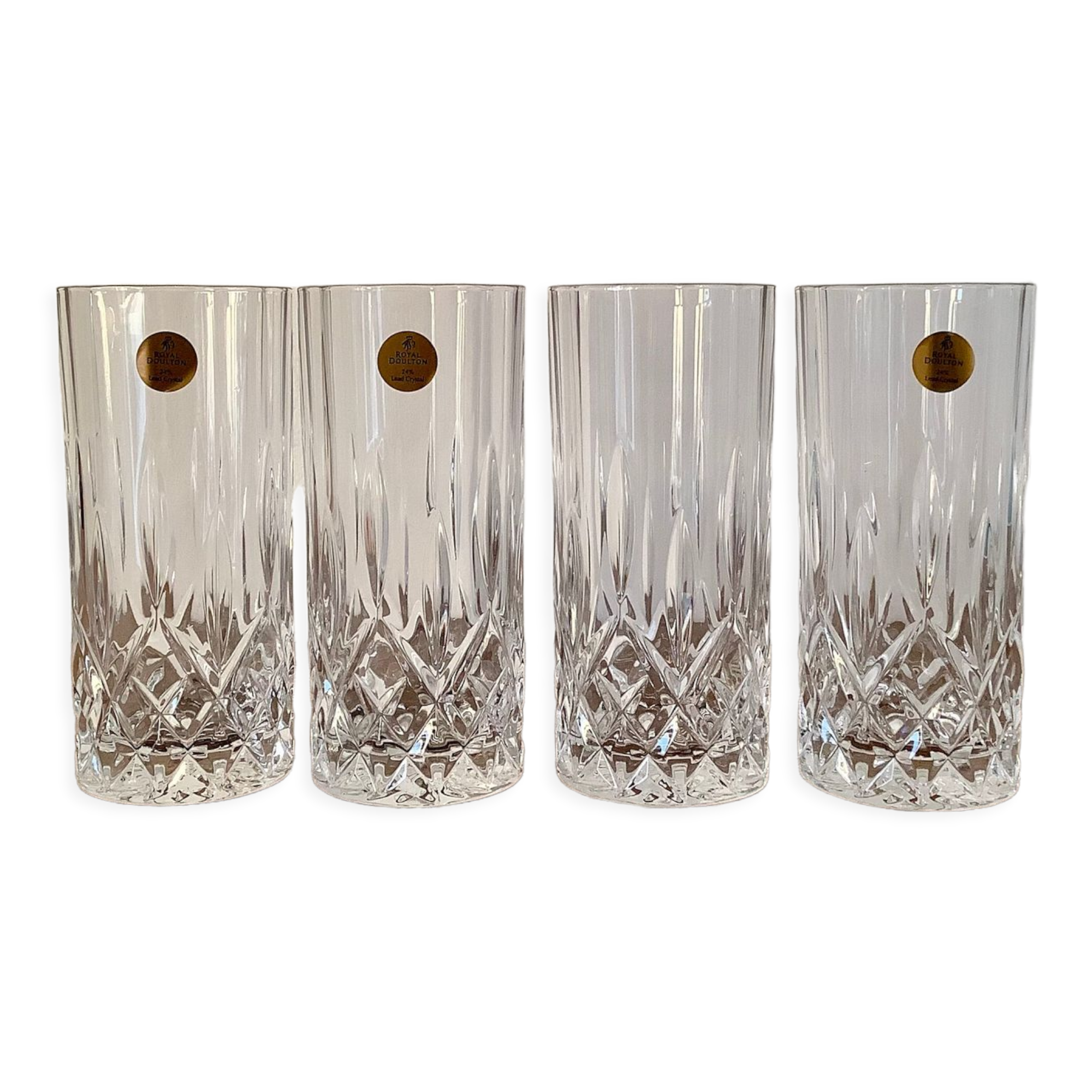 Set of 4 glasses high long drink cocktail crystal Royal Doulton