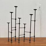 Mid-century brutalist extendable wrought iron floor chandelier, 1960s.