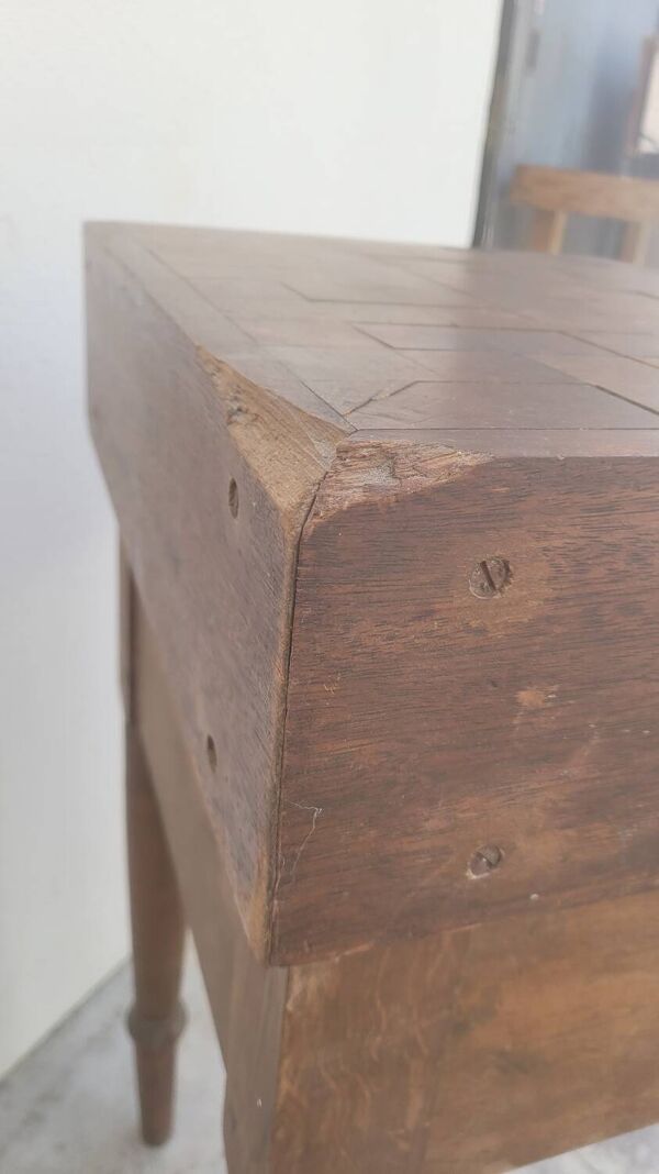 Billot de Boucher table de préparation en bois ancien