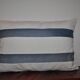 Set of 2 vintage striped blue and white linen cushions, 65 x 40 cm.