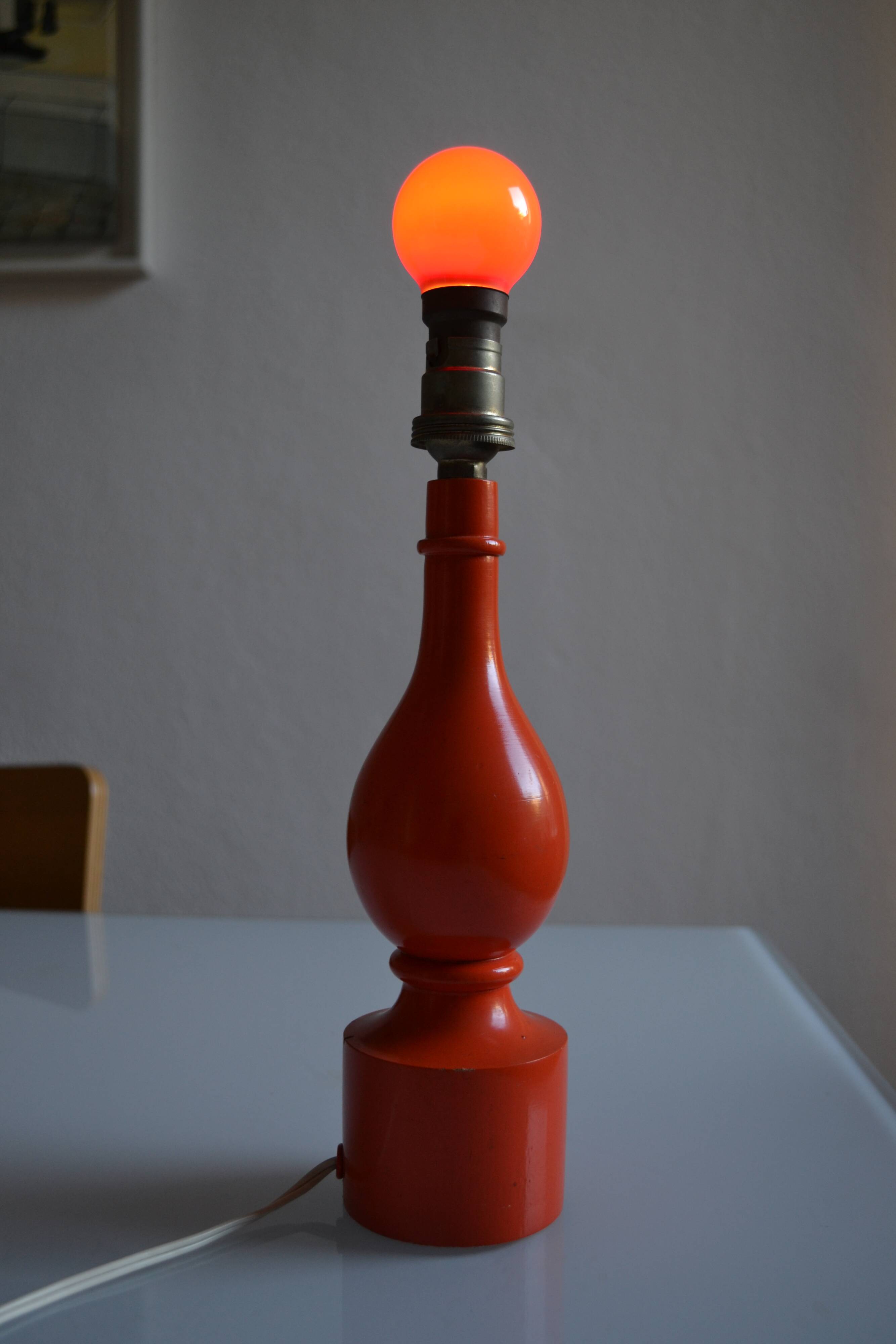 Orange lamp foot 70's philippe capelle