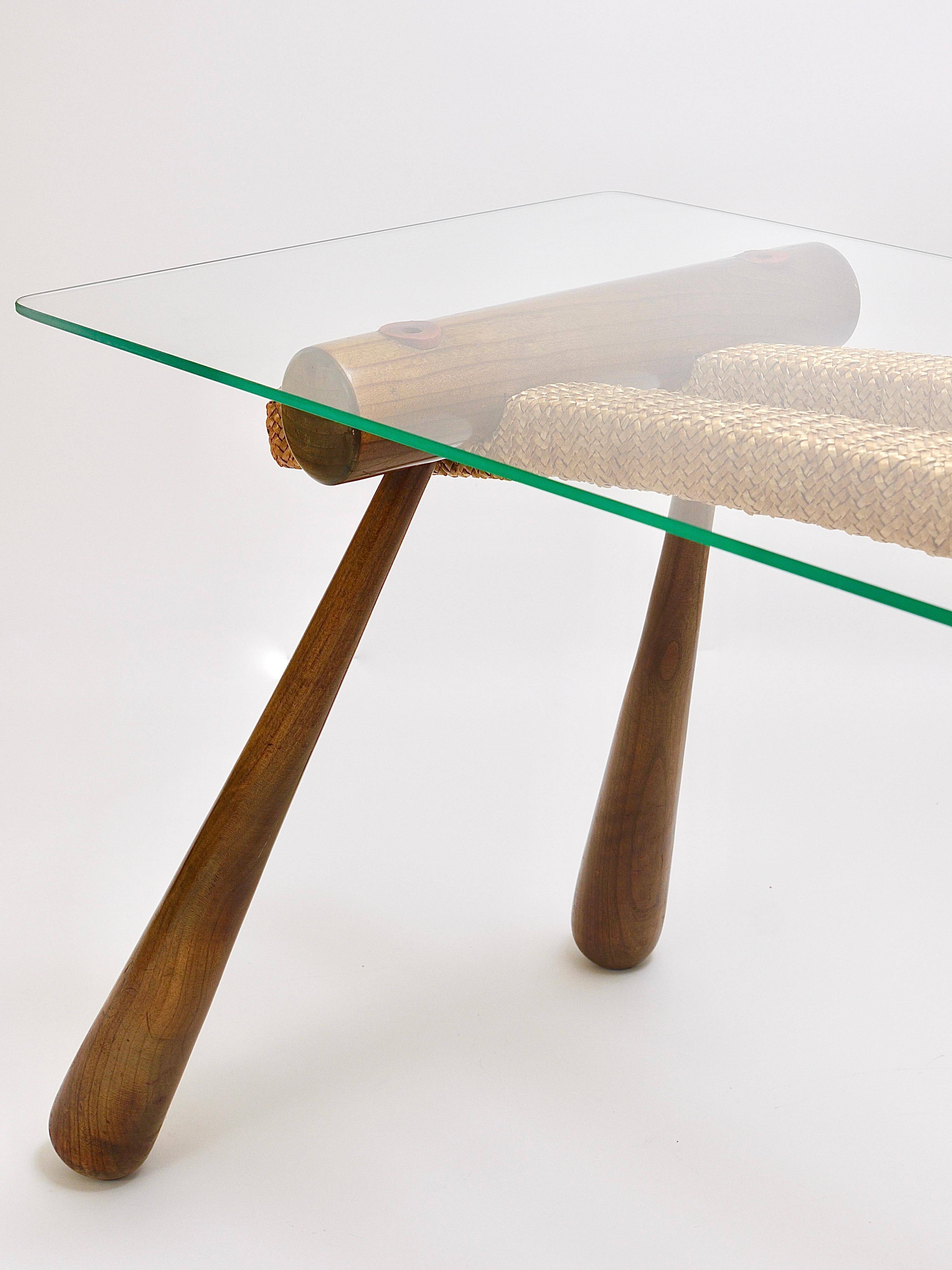 Mid-century side table by Max Kment, maple, cord, Austria, 1950s