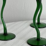 Set of 4 vintage green twisted stem cocktail glasses