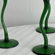 Set of 4 vintage green twisted stem cocktail glasses