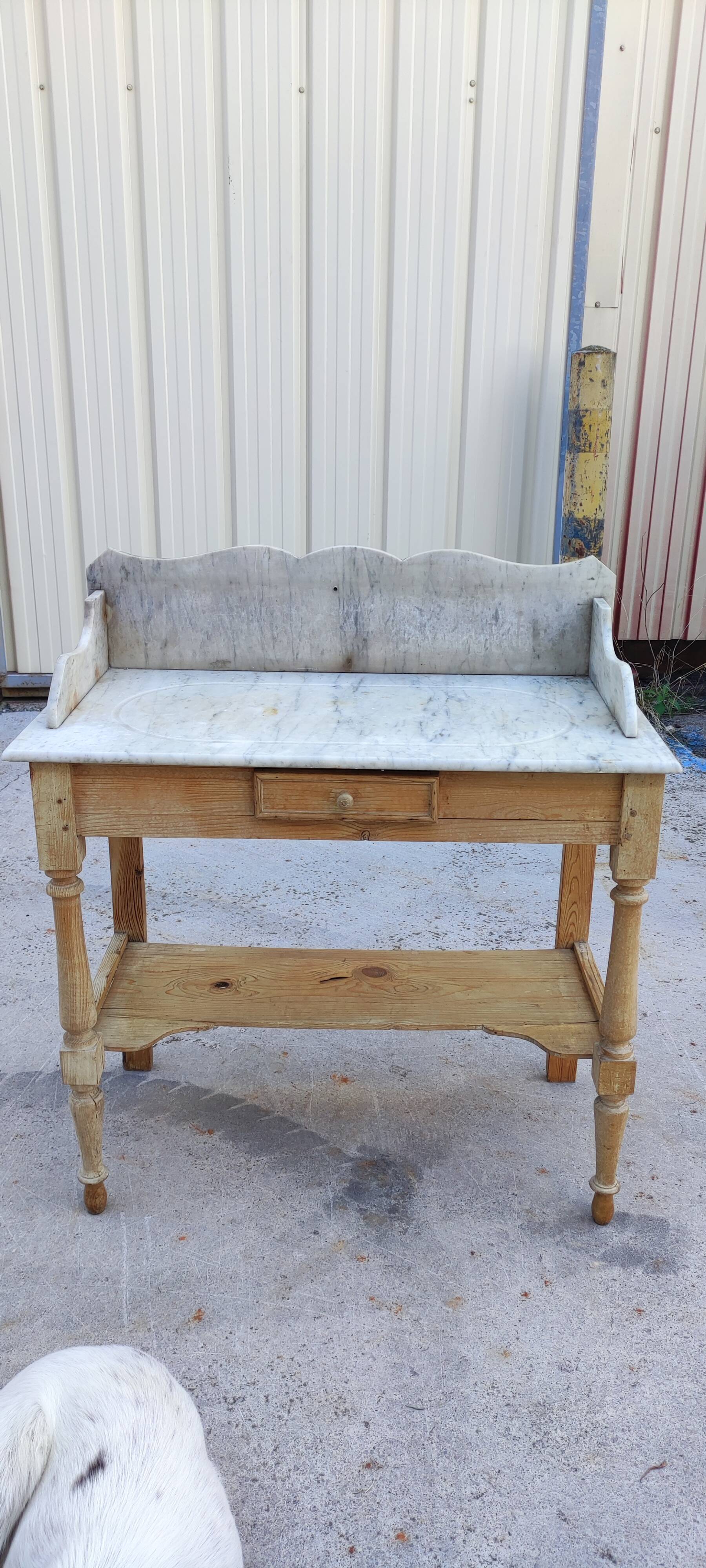 Toilet furniture marble top and pine base