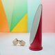 Vintage fuchsia lipstick-style plastic and glass mirror, Italy, 1970s